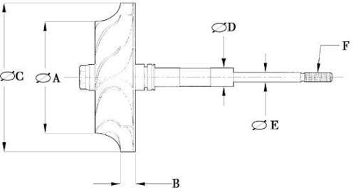 Turbo Turbine Wheel Shaft CT12A Upgrade Ind 51.7mm Exd 42mm